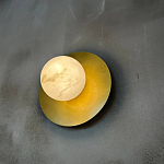 Бра круглое с плафоном из натурального камня на латунном основании Cryptocrystalline Stone варинант исполнения - 5 | Loft Concept в Липецке