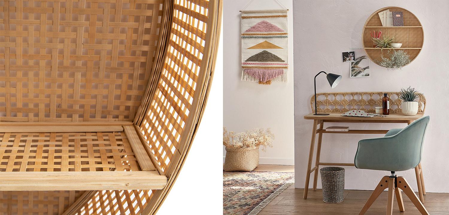 Полка Wicker Bamboo Shelf cells Полка Wicker Bamboo Shelf cells - Loft-Concept в Липецке