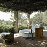 Дизайнерский уличный диван из массива дерева с плетеной спинкой PALINFRASCA Sofa варинант исполнения - 10 | Loft Concept в Липецке