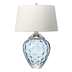 Настольная лампа со белым конусным абажуром и прозрачным голубым стеклянным основанием Quintiesse варинант исполнения - 1 | Loft Concept в Липецке