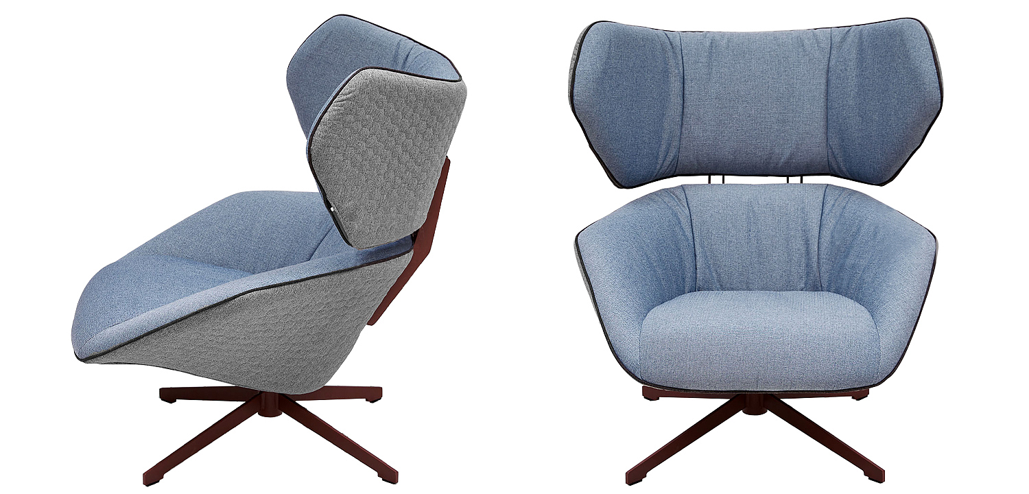 Вращающееся кресло с двухцветной обивкой Wilder Armchair голубой и серый Вращающееся кресло с двухцветной обивкой Wilder Armchair голубой и серый - Loft-Concept в Липецке