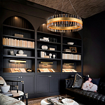 Люстра кольцевая чёрного цвета с вертикальными стеклянными элементами Ring Horizontal варинант исполнения - 2 | Loft Concept в Липецке