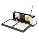 Настольный письменный набор из белого мрамора и змеевика Marble Accessory варинант исполнения - 2 | Loft Concept в Липецке