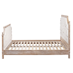 Кровать двуспальная светло-бежевая с основанием из массива дуба с мягким изголовьем Flax Beds варинант исполнения - 2 | Loft Concept в Липецке