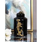 Банка с крышкой из фарфора с бронзовым цветочным элементом Eden Garden варинант исполнения - 4 | Loft Concept в Липецке