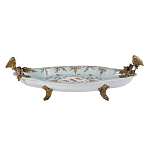 Блюдо овальное из голубого фарфора с ручками в виде бабочек и цветочным рисунком Blue Garden варинант исполнения - 1 | Loft Concept в Липецке