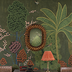 Обои ручная роспись Malwa Original colourway on Olive tobacco варинант исполнения - 1 | Loft Concept в Липецке