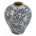 Ваза округлой формы с синим цветочным узором Blue & White Ornament  варинант исполнения - 1 | Loft Concept в Липецке
