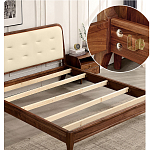 Кровать двуспальная с каркасом из дерева и мягким изголовьем Moon Walnut Bed варинант исполнения - 5 | Loft Concept в Липецке