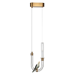 Подвесной светильник с декоративной фигуркой птицы на прозрачной изогнутой трубке Ganthea варинант исполнения - 2 | Loft Concept в Липецке