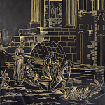 Обои ручная роспись Views of Italy Gold Outline варинант исполнения - 1 | Loft Concept в Липецке