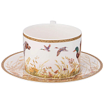 Чайная пара из фарфора с изображением собаки и уток 300 мл Hunting Porcelain Collection варинант исполнения - 2 | Loft Concept в Липецке