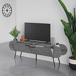 ТВ-тумба серая с 2-мя откидными дверцами и 2-мя открытыми полками CAPSULE TV STAND RETRO GREY варинант исполнения - 2 | Loft Concept в Липецке
