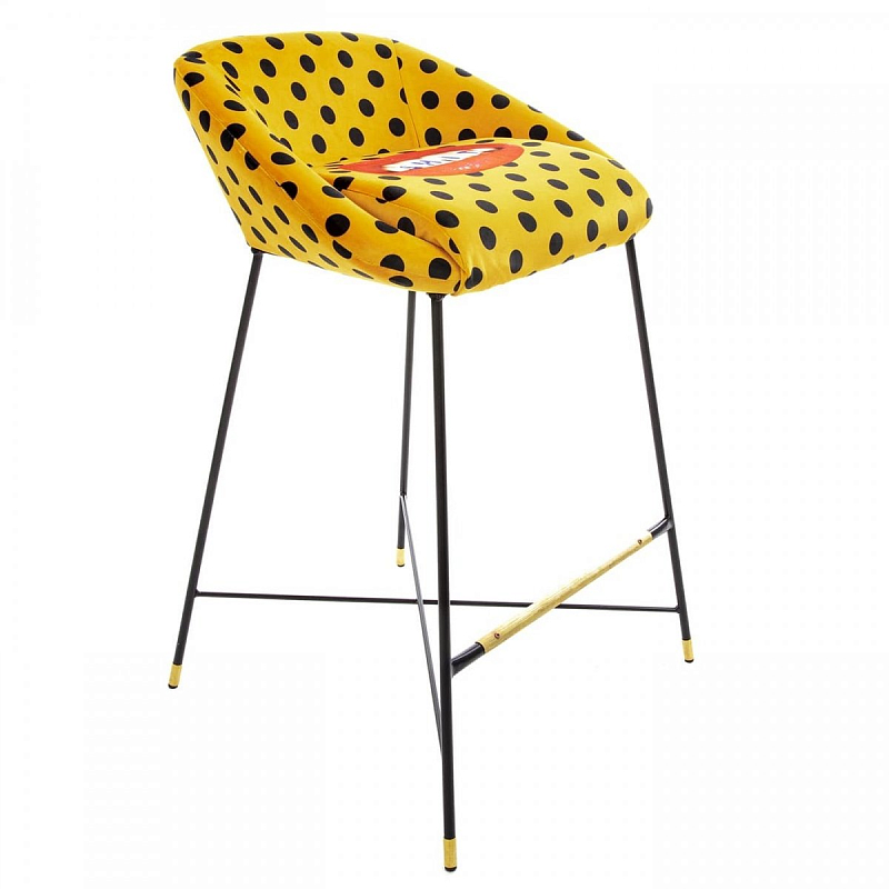 Барный стул Seletti High Stool Shit Черный Желтый в Липецке | Loft Concept 