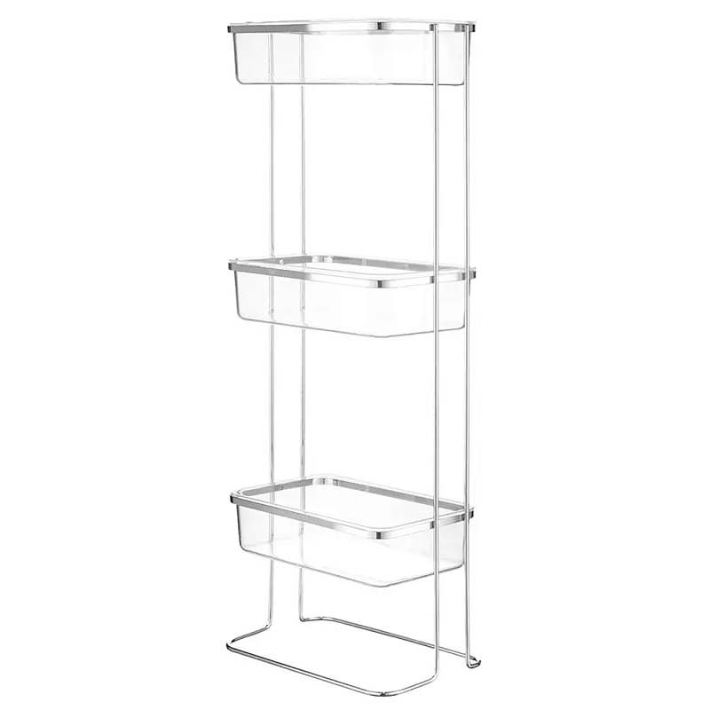 Полка напольная трехъярусная для ванной Bathroom Floor Shelf Хром Полка напольная трехъярусная для ванной Bathroom Floor Shelf Хром в Липецке | Loft Concept
