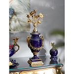 Подсвечник из темно-синего фарфора с бронзовыми элементами и цветами Eden Garden варинант исполнения - 2 | Loft Concept в Липецке
