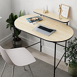 Стол письменный овальной формы с полкой LOUB WORKING TABLE BLACK OAK варинант исполнения - 5 | Loft Concept в Липецке