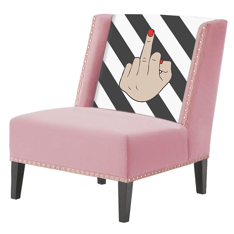 FUN Armchair "fuck off" pink Дизайнерское кресло с цветным принтом Розовый пастельный FUN Armchair "fuck off" pink Дизайнерское кресло с цветным принтом Розовый пастельный в Липецке | Loft Concept