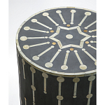 Приставной круглый столик с инкрустацией Mandika Bone Inlay Gray варинант исполнения - 1 | Loft Concept в Липецке