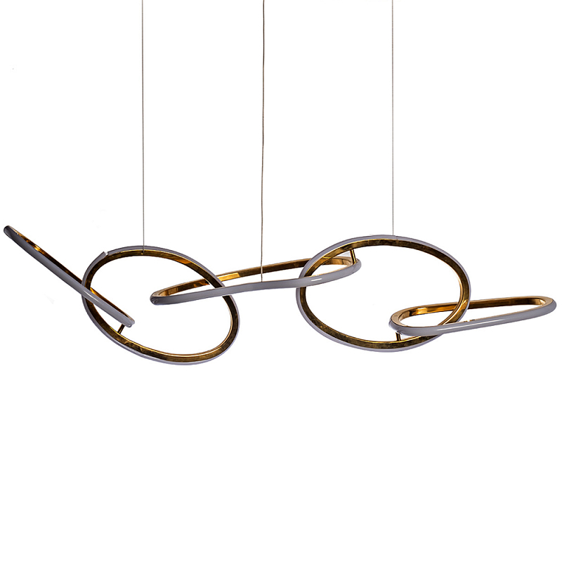 Люстра подвесная золотая в форме изогнутых колец Curved Rings Золотой Люстра подвесная золотая в форме изогнутых колец Curved Rings Золотой в Липецке | Loft Concept