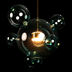 Подвесной светильник с прозрачными бирюзовыми стеклянными шарами и золотыми деталями Диаметр 46 Giopato & Coombes варинант исполнения - 4 | Loft Concept в Липецке