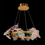 Люстра круглая на золотом каркасе с птичками и цветочным декором Miscellaneous herbs варинант исполнения - 5 | Loft Concept в Липецке