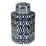 Ваза с крышкой и графическим узором в сине-белых цветах Blue & White Ornament  варинант исполнения - 2 | Loft Concept в Липецке