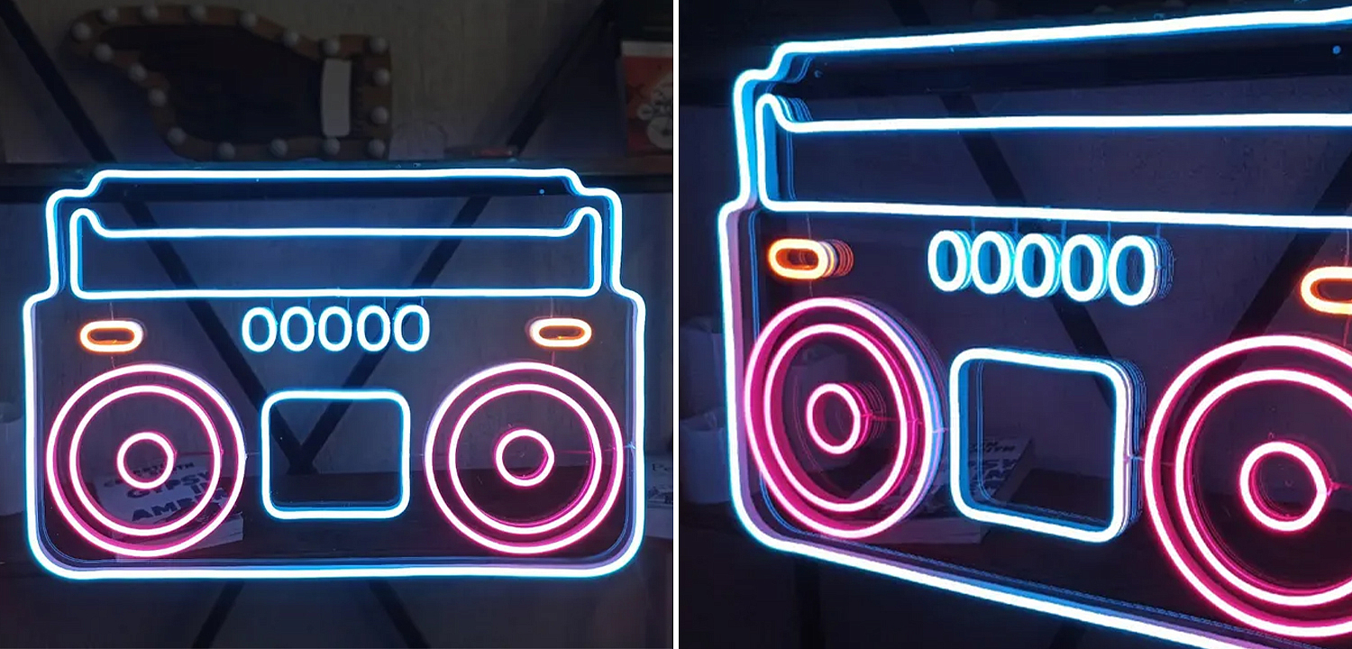 Неоновая настенная лампа Tape Recorder Neon Wall Lamp Неоновая настенная лампа Tape Recorder Neon Wall Lamp - Loft-Concept в Липецке