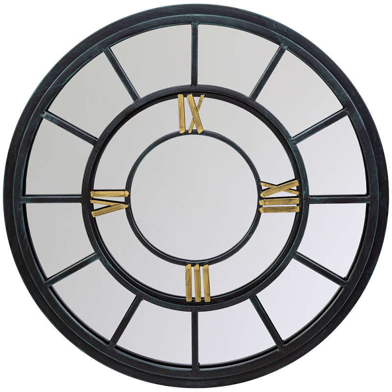 Зеркало настенное в чёрной металлической раме в виде часов Mirror Tower Clock Черный Зеркало Зеркало настенное в чёрной металлической раме в виде часов Mirror Tower Clock Черный Зеркало в Липецке | Loft Concept