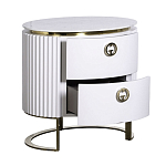 Тумбочка белая овальная с мраморной столешницей Thoroughbass варинант исполнения - 2 | Loft Concept в Липецке