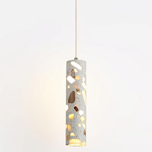 Подвесной светильник с цилиндрическим белым бетонным плафоном Terrazzo Light