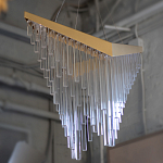 Люстра золотого цвета в форме галочки с каскадом длинных прозрачных трубок Eurofase варинант исполнения - 14 | Loft Concept в Липецке