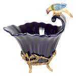 Чаша темно-синего цвета из фарфора с разноцветной птичкой Eden Garden porcelain and bronze варинант исполнения - 8 | Loft Concept в Липецке