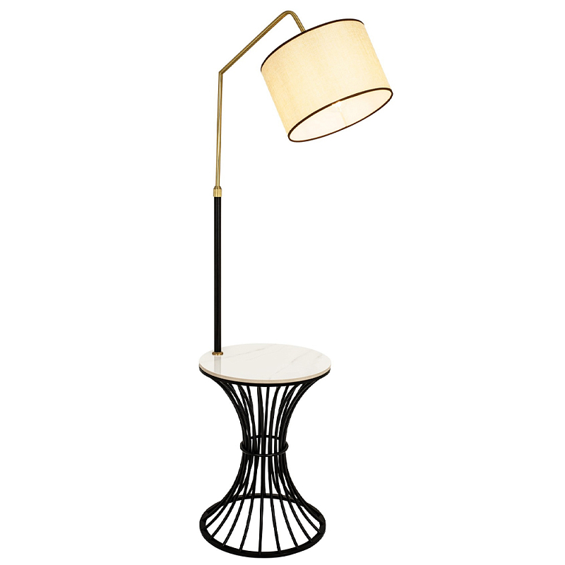Торшер с абажуром и приставным столом Fazio Lighting and Furniture Floor Lamp Бежевый Черный в Липецке | Loft Concept 
