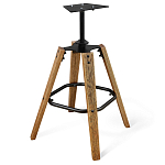 Барный стул со спинкой и металлической подставкой на 4-х деревянных ножках Коричневый Велюр Vendramin Chair варинант исполнения - 5 | Loft Concept в Липецке