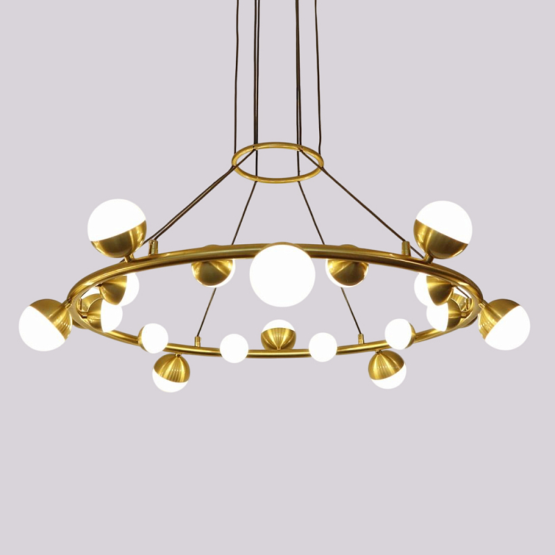 Люстра подвесная светодиодная с плафонами в форме шара Italian Globe Cedar Moss Light Бронза Белый Люстра подвесная светодиодная с плафонами в форме шара Italian Globe Cedar Moss Light Бронза Белый в Липецке | Loft Concept