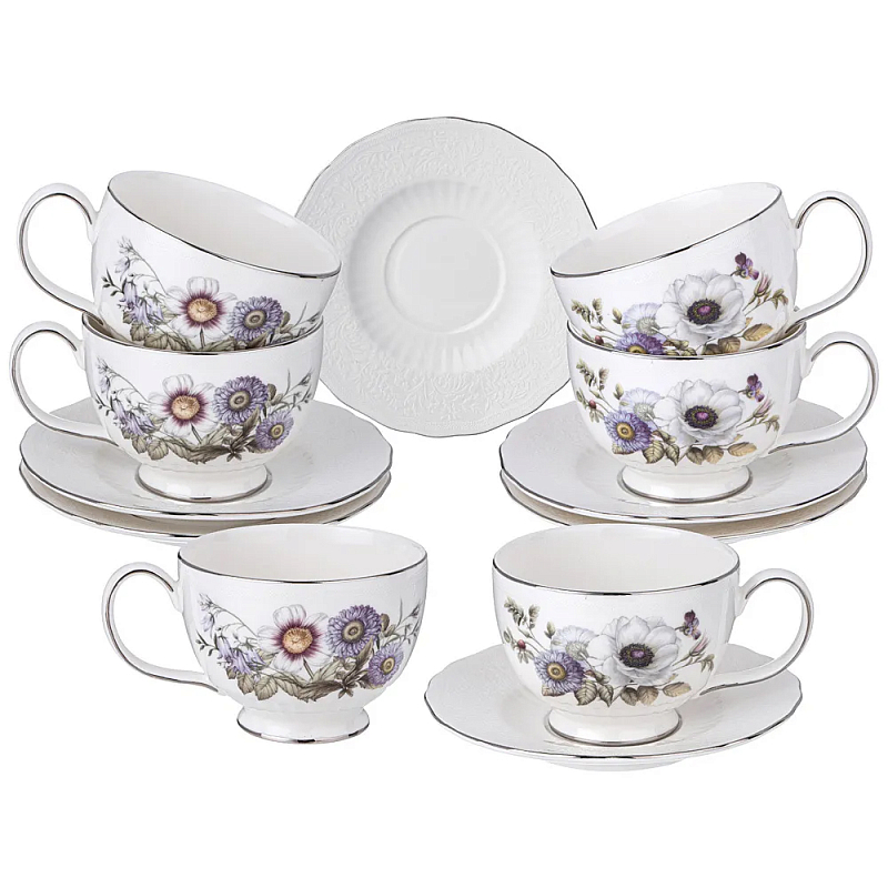 Чайный набор из фарфора с рисунком цветов 280 мл Garden Whisper Porcelain Set Белый Мульти Чайный набор из фарфора с рисунком цветов 280 мл Garden Whisper Porcelain Set Белый Мульти в Липецке | Loft Concept