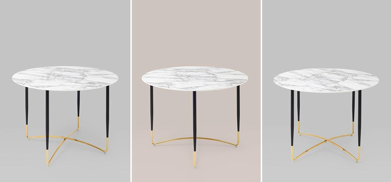 Стол обеденный круглый Garland Collection столешница белый мрамор Стол обеденный круглый Garland Collection столешница белый мрамор - Loft-Concept в Липецке