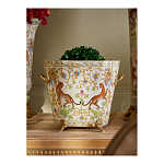 Кашпо с растительным и животным орнаментом на бронзовых ножках Turquoise Blooming Garden варинант исполнения - 4 | Loft Concept в Липецке