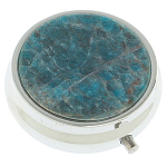 Таблетница карманная круглая с 3-мя отделениями и накладкой из натурального камня Апатит Голубой Silver Stone Pillboxes варинант исполнения - 1 | Loft Concept в Липецке