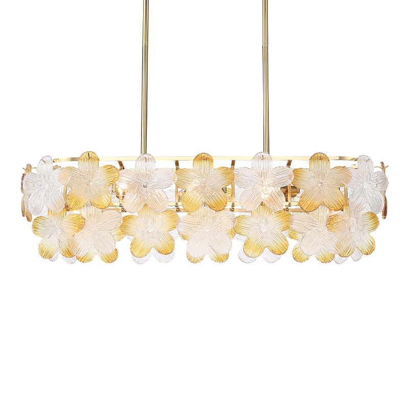 Люстра овальная с цветочными мотивами Light Floral Glow Прозрачный Янтарный Золотой в Липецке | Loft Concept 