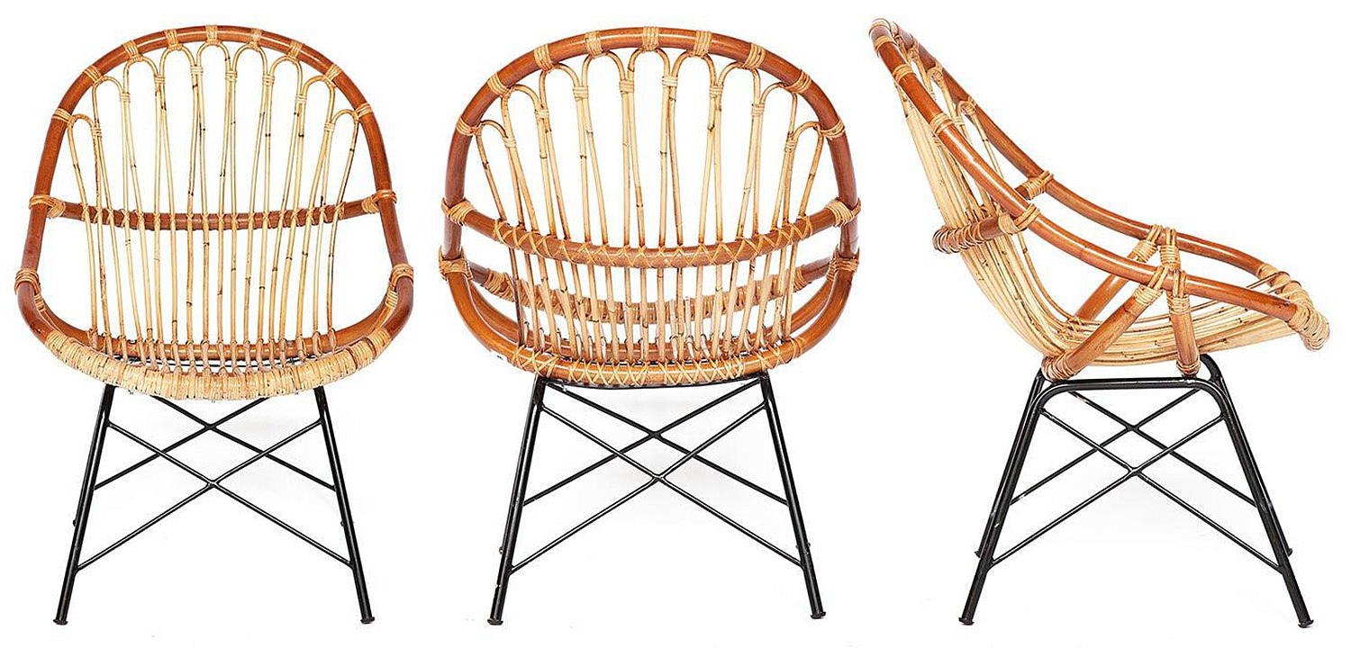 Кресло Rattan Wicker Chair Red Carcass Кресло Rattan Wicker Chair Red Carcass - Loft-Concept в Липецке