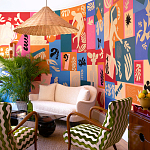 Обои ручная роспись в стиле Арт-деко Jazz Original colourway on painted silk with embroidery варинант исполнения - 1 | Loft Concept в Липецке