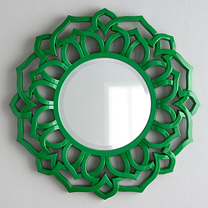 Зеркало круглое в ажурной зеленой раме Green Floral Pattern