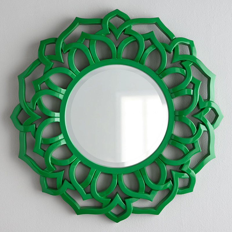 Зеркало круглое в ажурной зеленой раме Green Floral Pattern Зеленый Зеркало круглое в ажурной зеленой раме Green Floral Pattern Зеленый в Липецке | Loft Concept