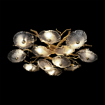 Потолочная люстра круглая ветвистыми бронзовыми элементами и стеклянными рифлеными дисками Textured Glass Chandelier варинант исполнения - 4 | Loft Concept в Липецке