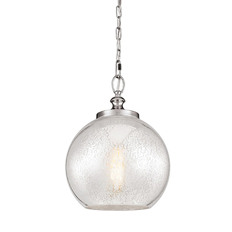 Подвесной светильник с прозрачным стеклянным плафоном в форме шара в современном стиле на цепи Feiss Сталь Прозрачное Стекло в Липецке | Loft Concept 