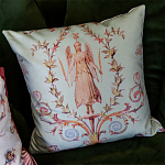 Декоративная подушка светло-зеленая с растительным орнаментом Raffael Angel Green Cushion варинант исполнения - 3 | Loft Concept в Липецке