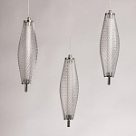 Люстра круглая каскадня с 5-ю плафонами из металлической сетки Mesh Lampshade Lighting варинант исполнения - 6 | Loft Concept в Липецке