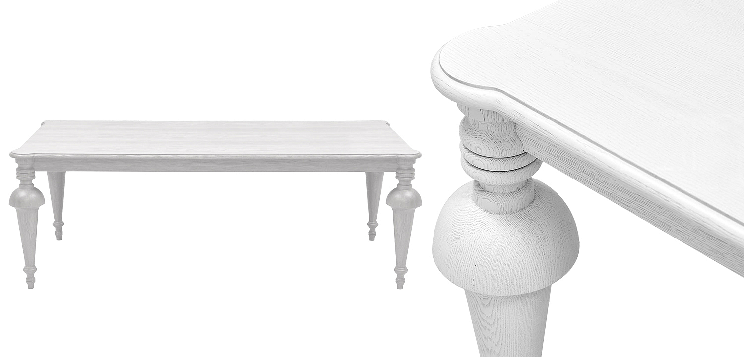 Обеденный деревянный стол Kelise White Dinner Table Белый Обеденный деревянный стол Kelise White Dinner Table Белый - Loft-Concept в Липецке
